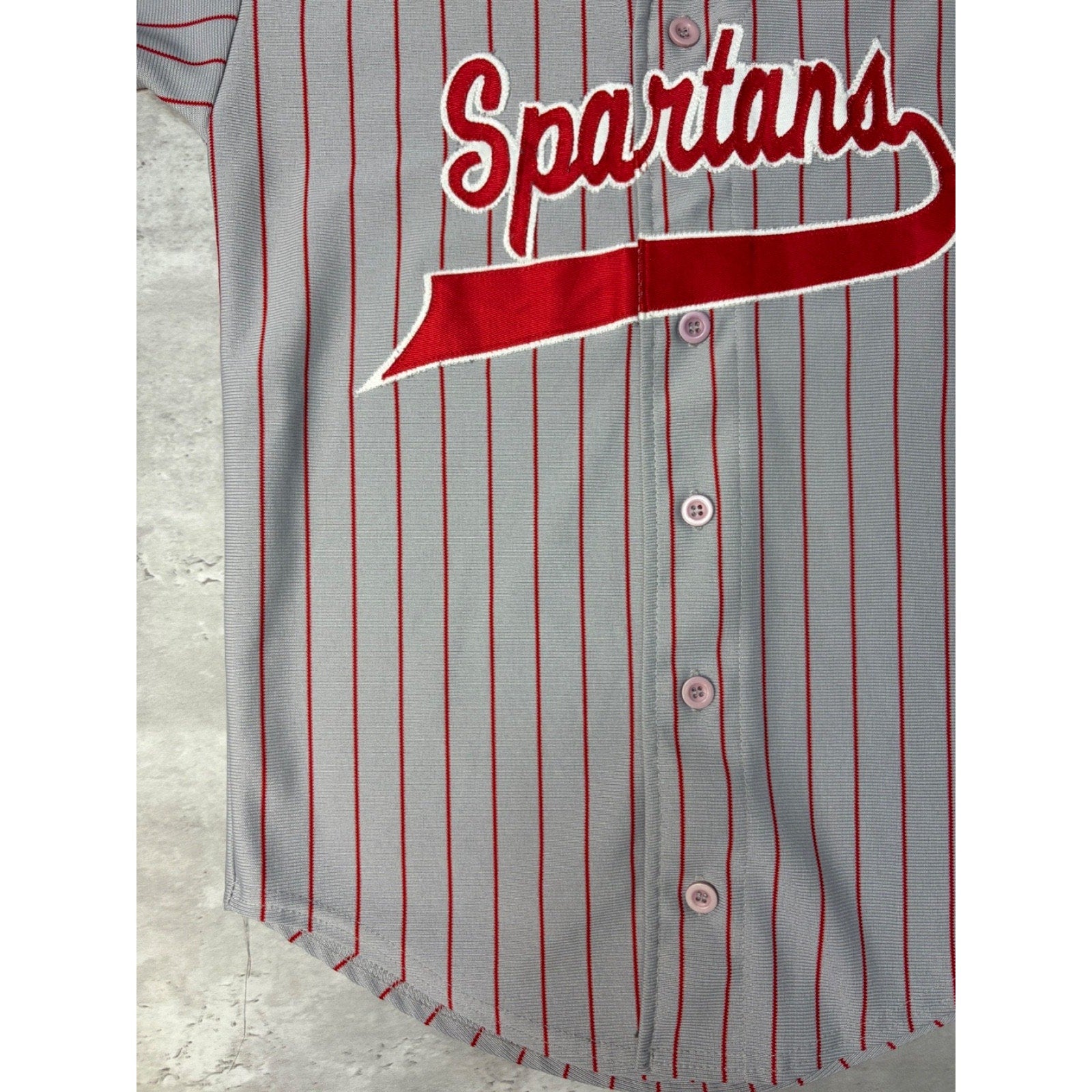 Vintage 80s/90s Spartans Pinstripe Stitched Baseball Jersey Size Small