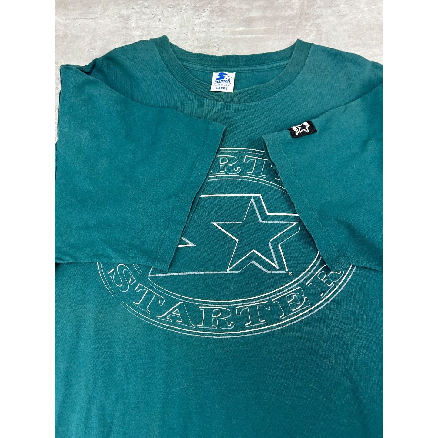 Vintage 90s Starter Classic Retro Logo T-Shirt Size Large Green