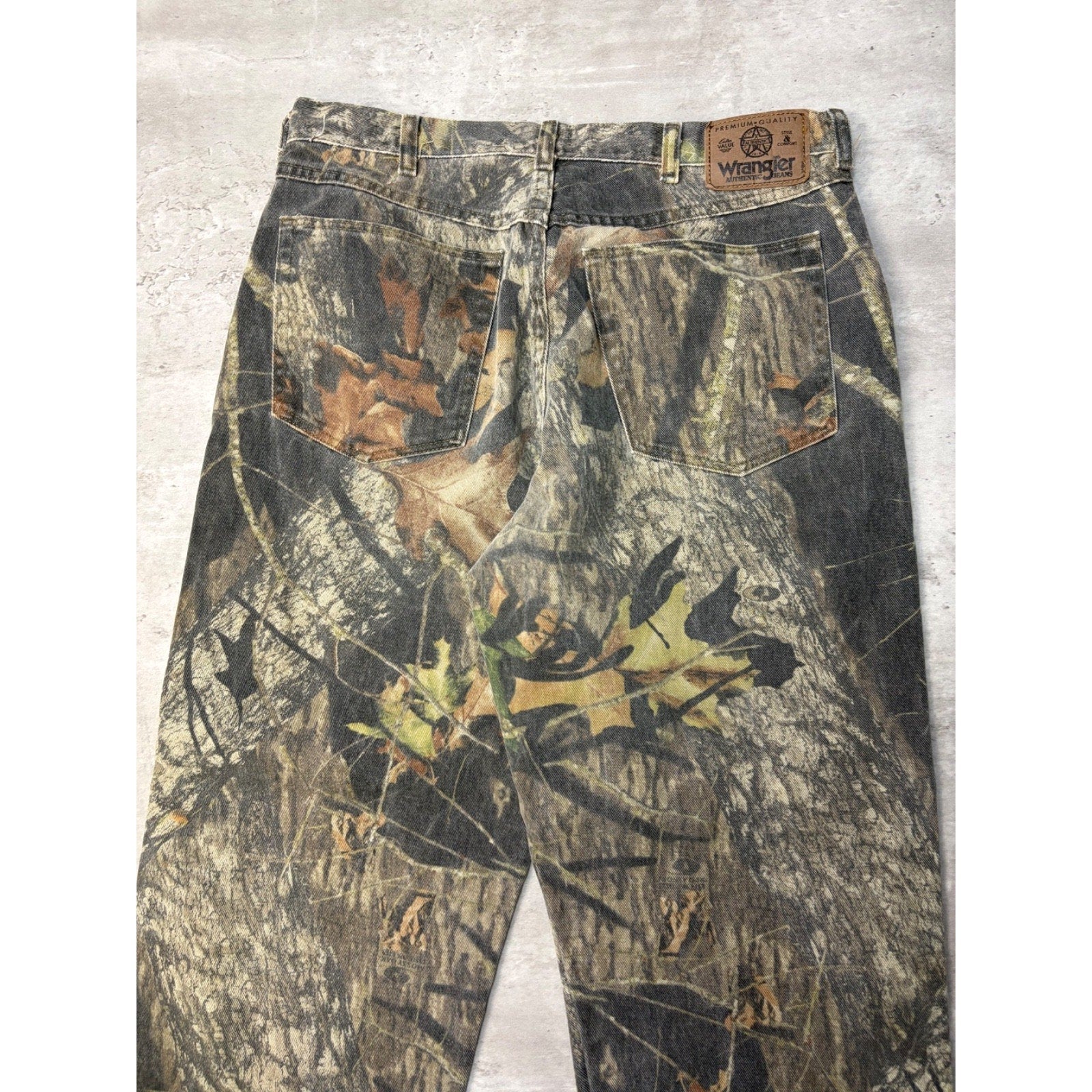 Vintage Wrangler Mossy Oak Breakup Camo Double Knee Hunting Pants Size 34