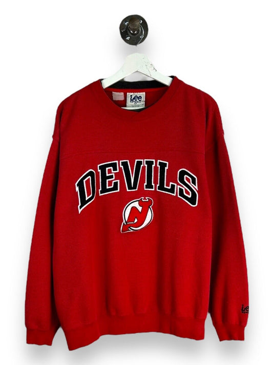 Vintage New Jersey Devils NHL Embroidered Spellout Logo Sweatshirt Size Medium