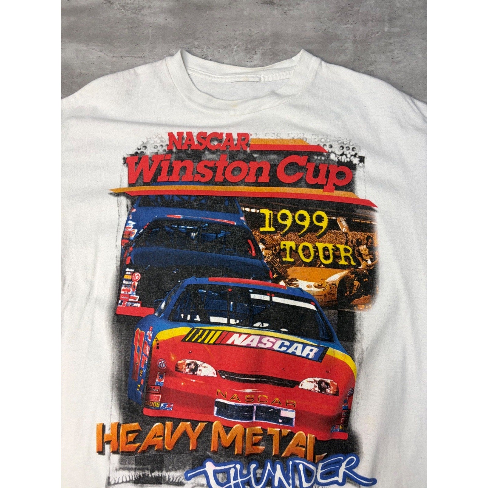 Vintage 1999 Nascar Winston Cup Tour Racing Schedule Graphic T-Shirt Size XL