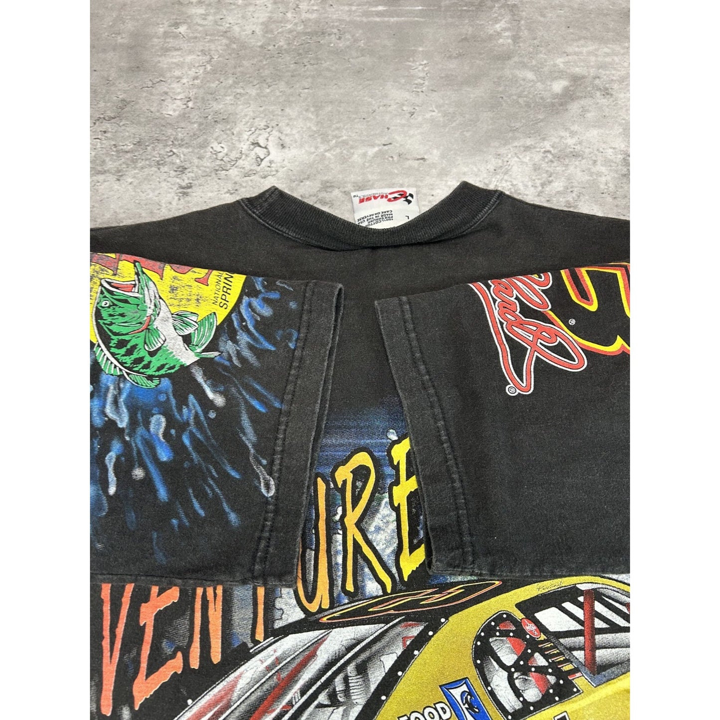 Vintage 90s Dale Earnhardt Bass Pro Racing Nascar All Over Print T-Shirt Size L