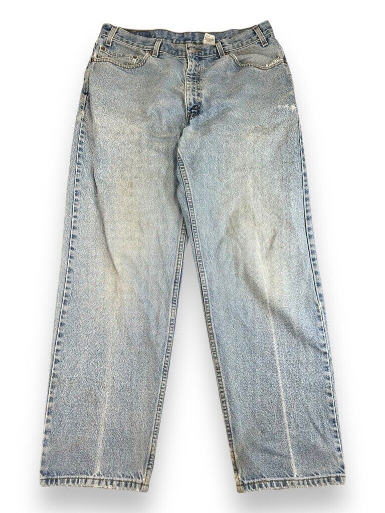 Vintage 90s Levis 550 Red Tab Relaxed Fit Light Wash Denim Pants Size 34W Blue