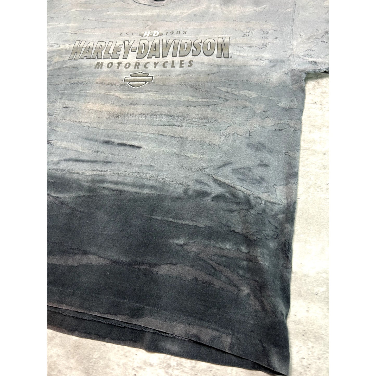 Vintage 90s Harley Davidson Motorcycles Gradient Tye Dye T-Shirt Size XXL