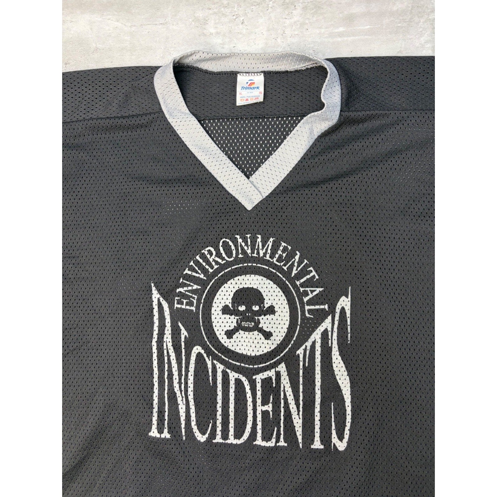 Vintage Environmental Incidents Skull Graphic Hockey Jersey Size XL