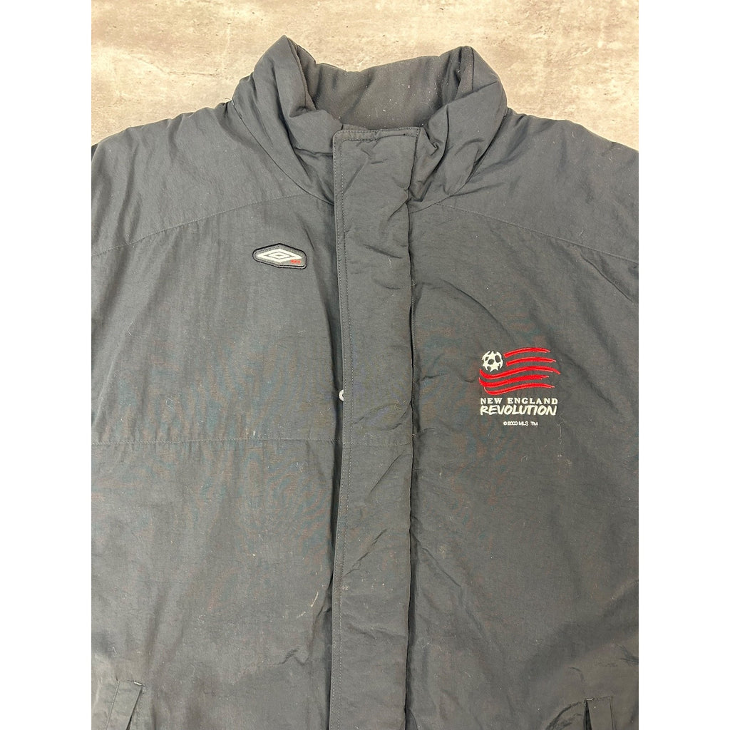 Vintage 2003 New England Revolution MLS Soccer Insulated Long Jacket Size Large