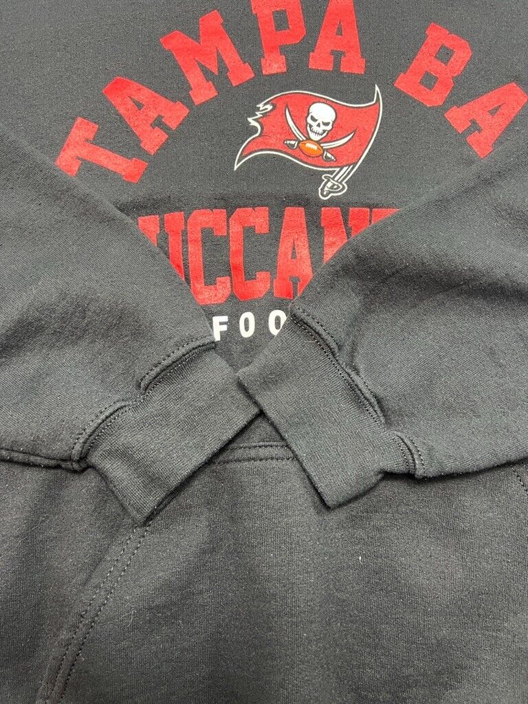 Vintage Tampa Bay Buccaneers NFL Graphic Spell Out Hooded Sweatshirt Size Large