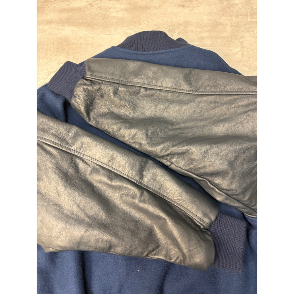 90s Canada Sportswear Varsity Style Leather Sleeve Bomber Jacket Size Large