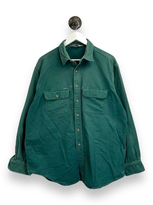 Vintage 80s/90s Carhartt Double Pocket Work Wear Button Up Shirt Size XL Green