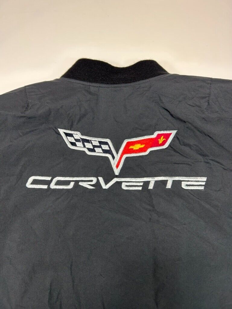 Vintage Corvette Embroidered Spellout Nylon Full Zip Bomber Jacket Size 2XL