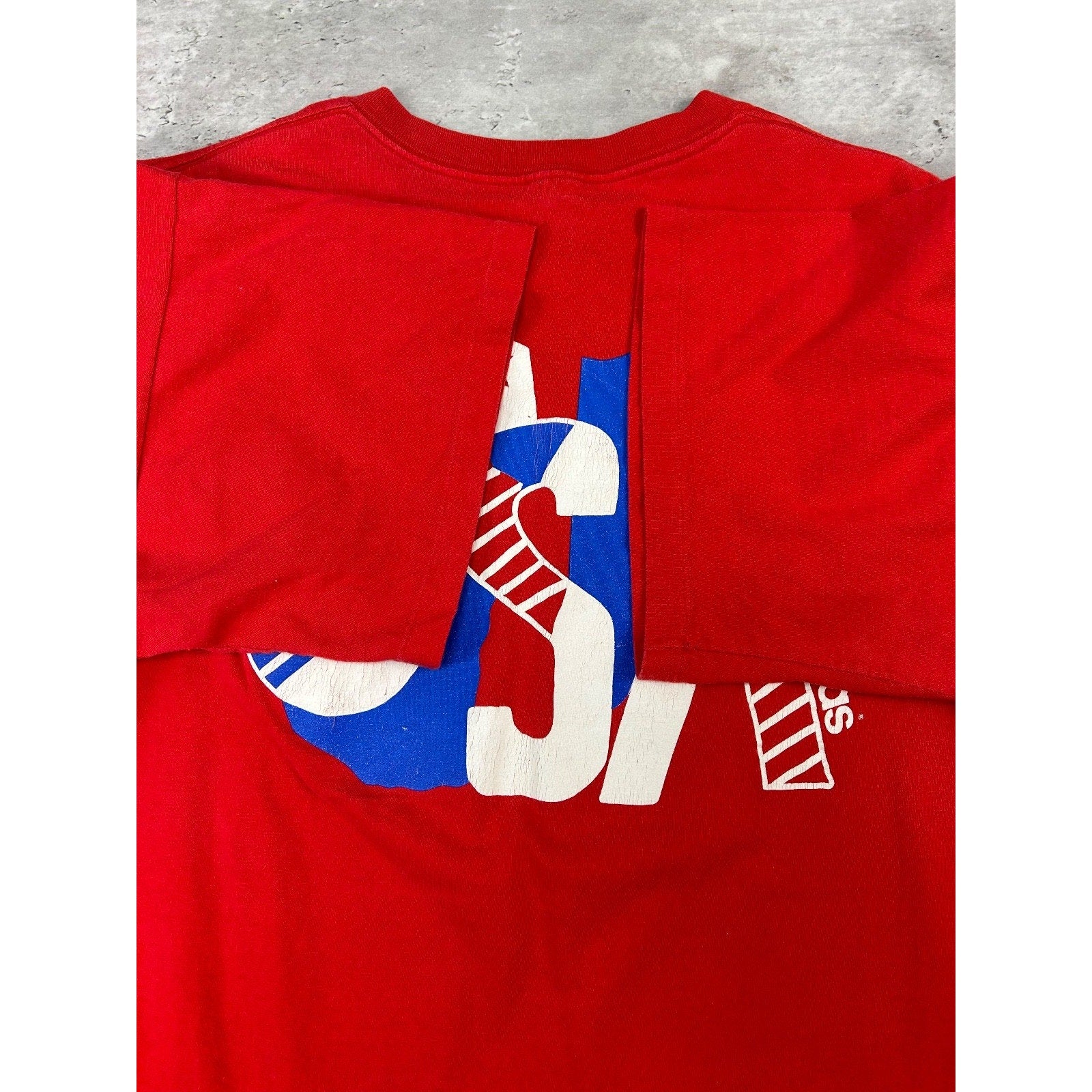 Vintage 80s Team USA Olympics Adidas Graphic T-Shirt Size Large Red