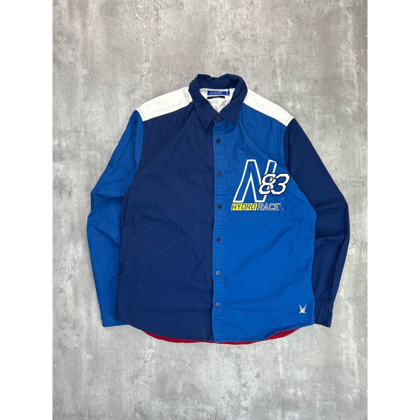 Nautica N83 Hydro Race Embroidered Long Sleeve Button Up Shirt Size Large