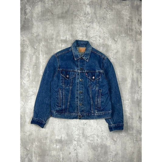 Vintage 80s/90s Levis Red Tab Dark Wash Denim Type 3 Trucker Jacket Size 42 S