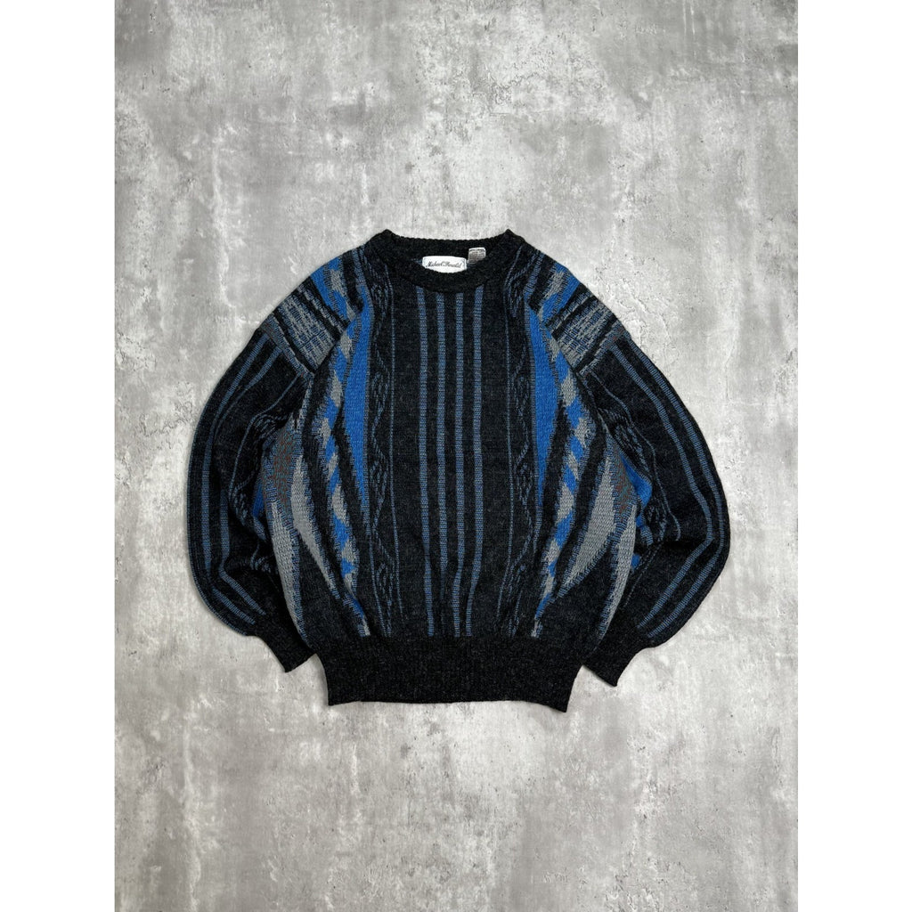 Vintage Michael Herald Abstract Striped Pullover Knit Sweater Size Large