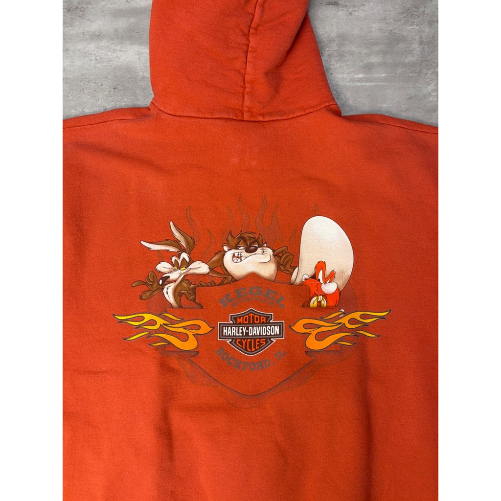 Vintage 2005 Harley Davidson One Bad Toy Looney Tunes Hooded Sweatshirt Size XL
