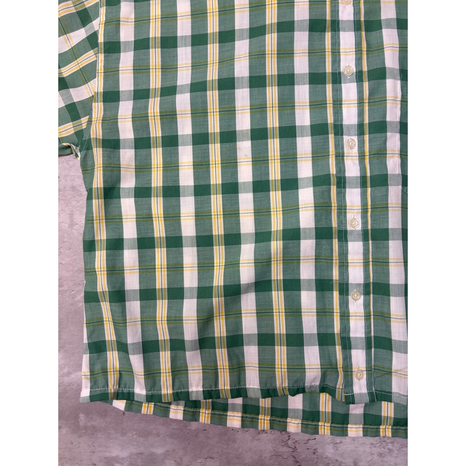 Vintage Sun River Single Pocket Plaid Short Sleeve Cropped Button Up Shirt Sz XL