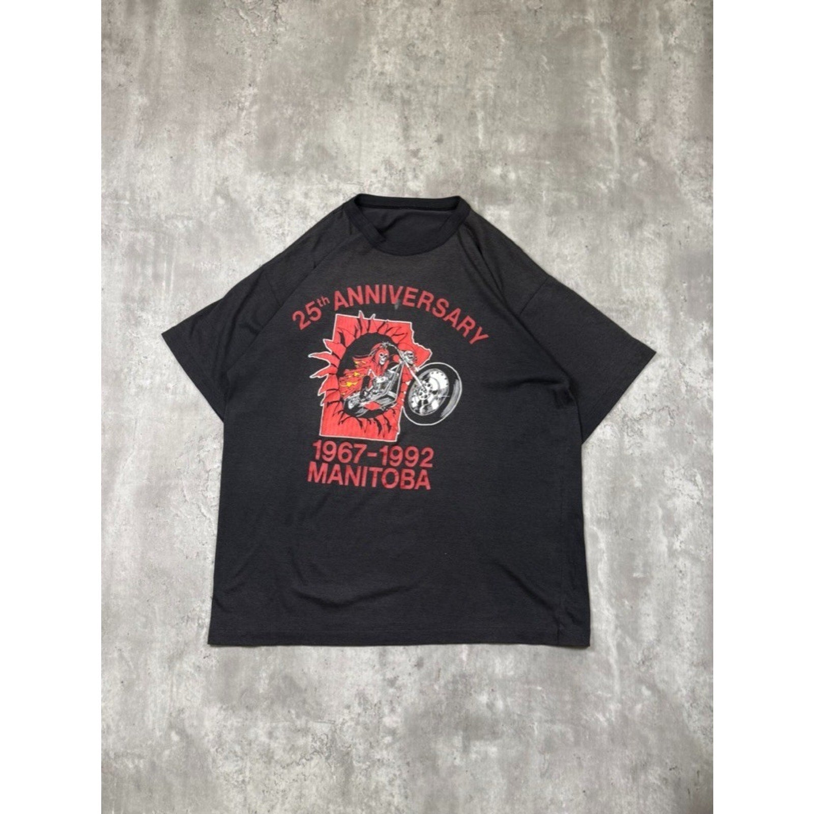 Vintage 1992 Manitoba Motorcycle 25th Anniversary Graphic T-Shirt Size Large