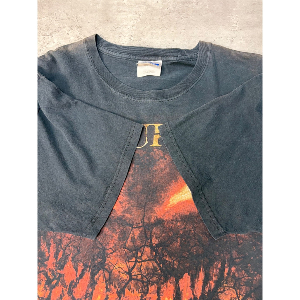 Vintage 2000 Disturbed Heavy Metal Graphic Black Band T-Shirt Size Large