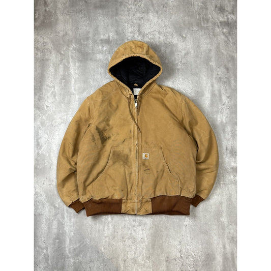 Vintage Carhartt Insulated Canvas Workwear Hooded Active Jacket Size Large