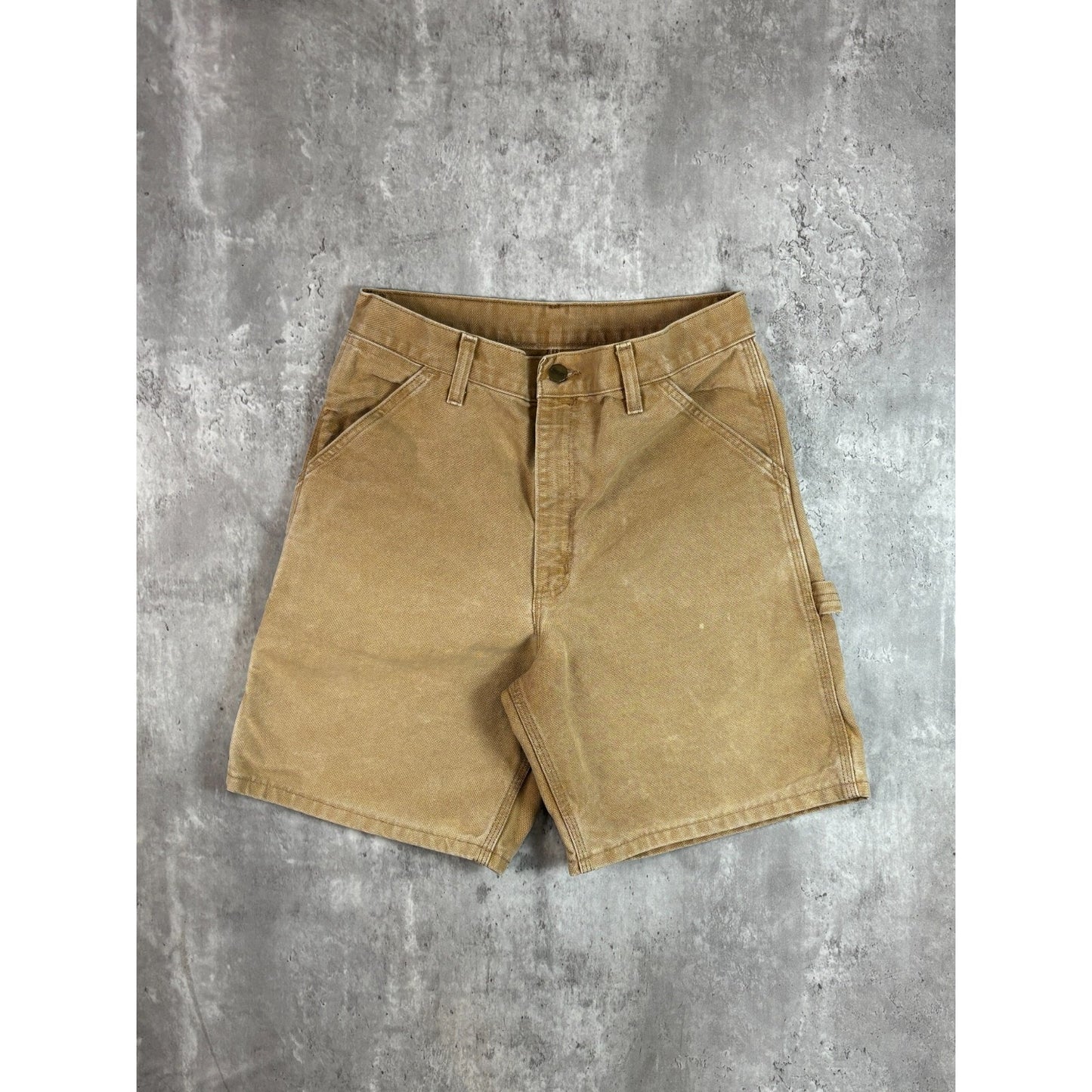 Vintage Carhartt Canvas Workwear Carpenter Shorts Size 29 Beige