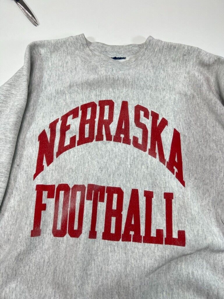 Vintage 90s Nebraska Football NCAA Spellout Reverse Weave StyleSweatshirt Sz XL