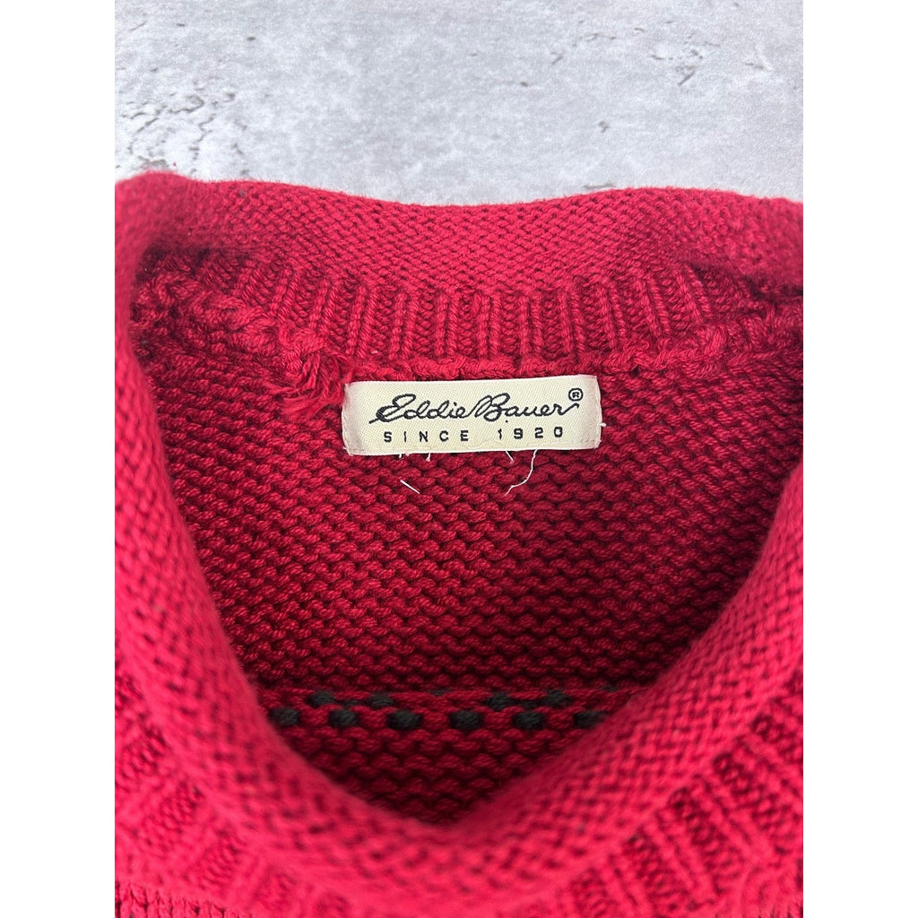 Vintage Eddie Bauer Snowflake Striped Pullover Knit Sweater Size Large