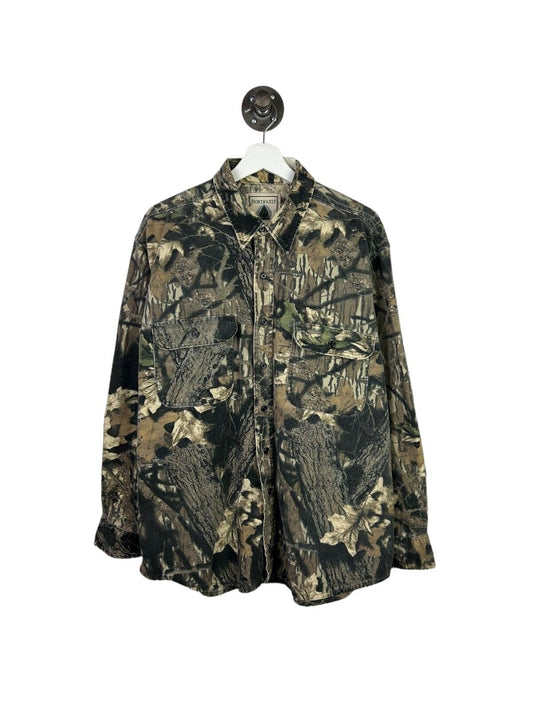 Vintage 90s Northwest Territory Mossy Oak Camo Hunting Button Up Shirt Size XL