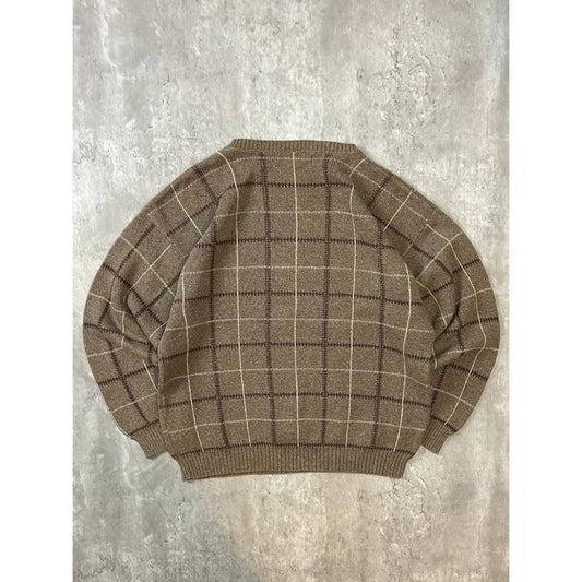 Vintage Croft & Barrow Plaid Print Pullover Ribbed Knit Sweater Size Large