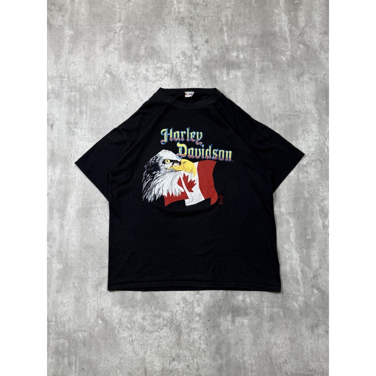 Vintage 80s/90s Harley Davidson Canada Bald Eagle Graphic T-Shirt Size XL