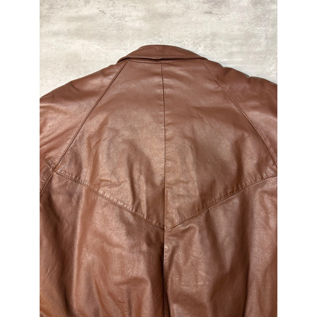 Vintage Hill & Archer Brown Leather Bomber Jacket Size Medium