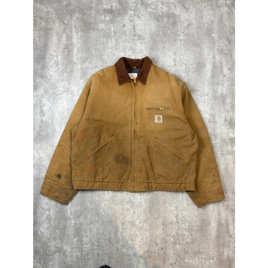 Vintage 90s Carhartt Blanket Lined Canvas Workwear Detroit Jacket Size 2XL
