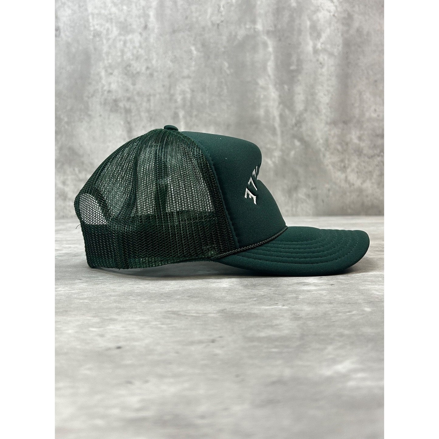 Ashville Upside Down Embroidered Spellout Trucker Snapback Hat OSFA Green