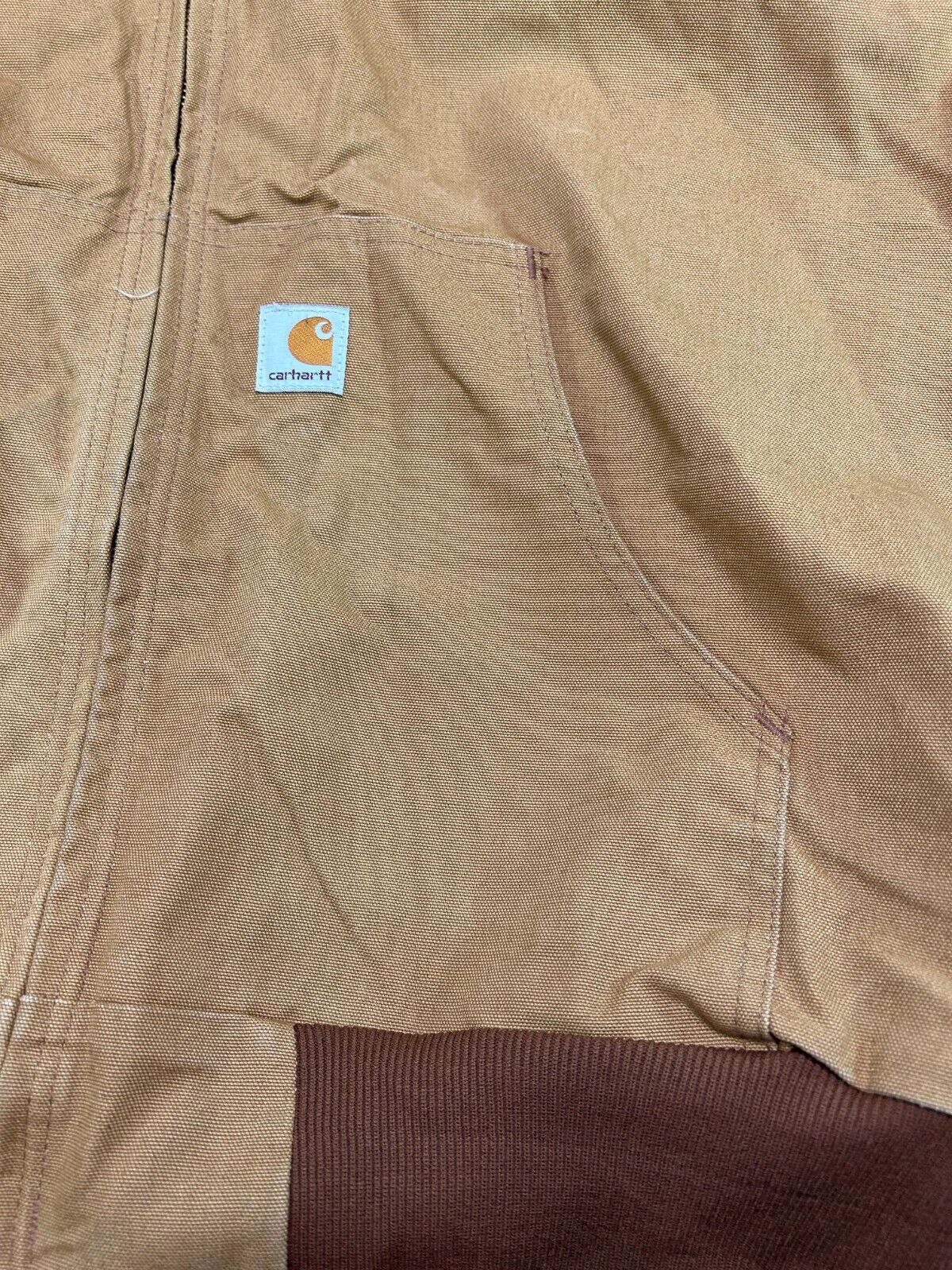 Carhartt Thermal Lined Canvas Workwear Hooded Bomber Jacket Size XL Made In USA