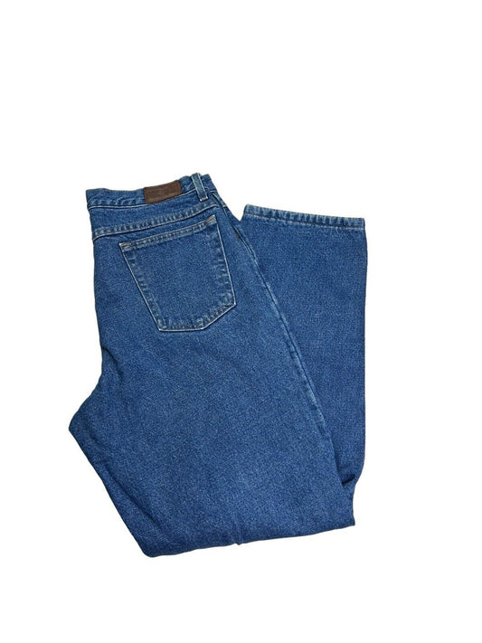 Vintage 90s L.L. Bean Classic Fit Fleece Lined Dark Wash Denim Pants Size 32