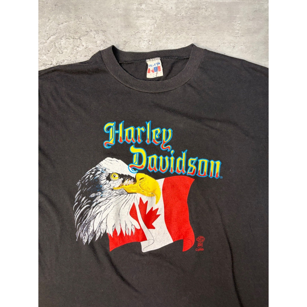 Vintage 80s/90s Harley Davidson Canada Bald Eagle Graphic T-Shirt Size XL