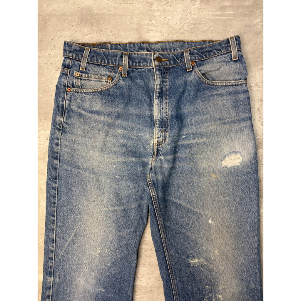 Vintage Levis 517 Red Tab Boot Cut Medium Wash Denim Pants Size 35