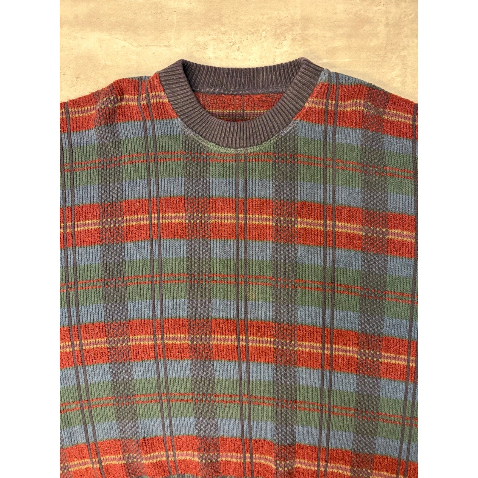 Vintage 90s Plaid Print Pullover Knit Sweater Size 2XL