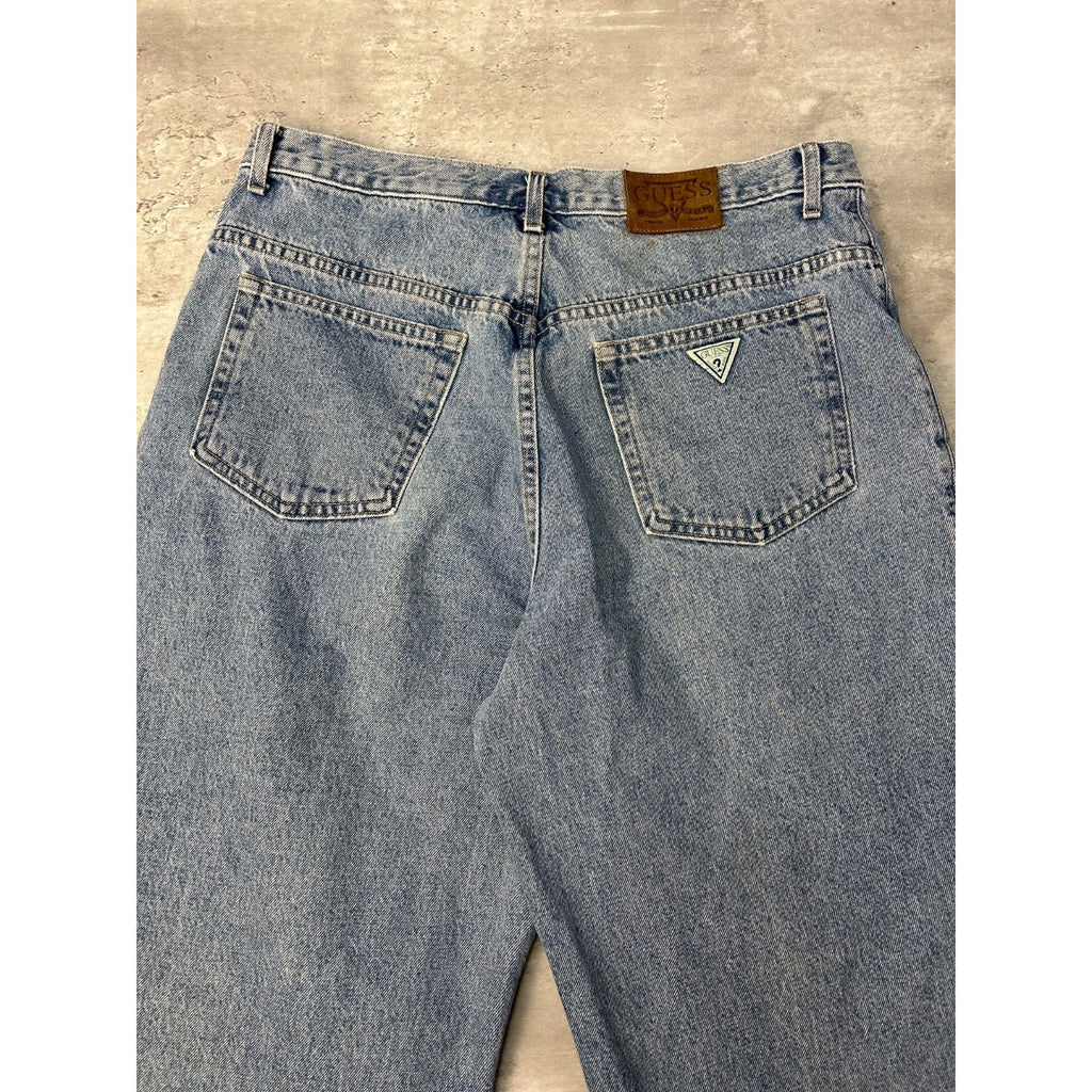 Vintage 90s Guess Jeans Medium Wash Baggy Fit Denim Pants Size 35