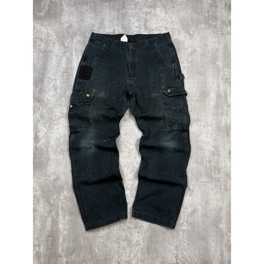 Vintage Carhartt Ripstop Canvas Workwear Cargo Pants Size 34 Black