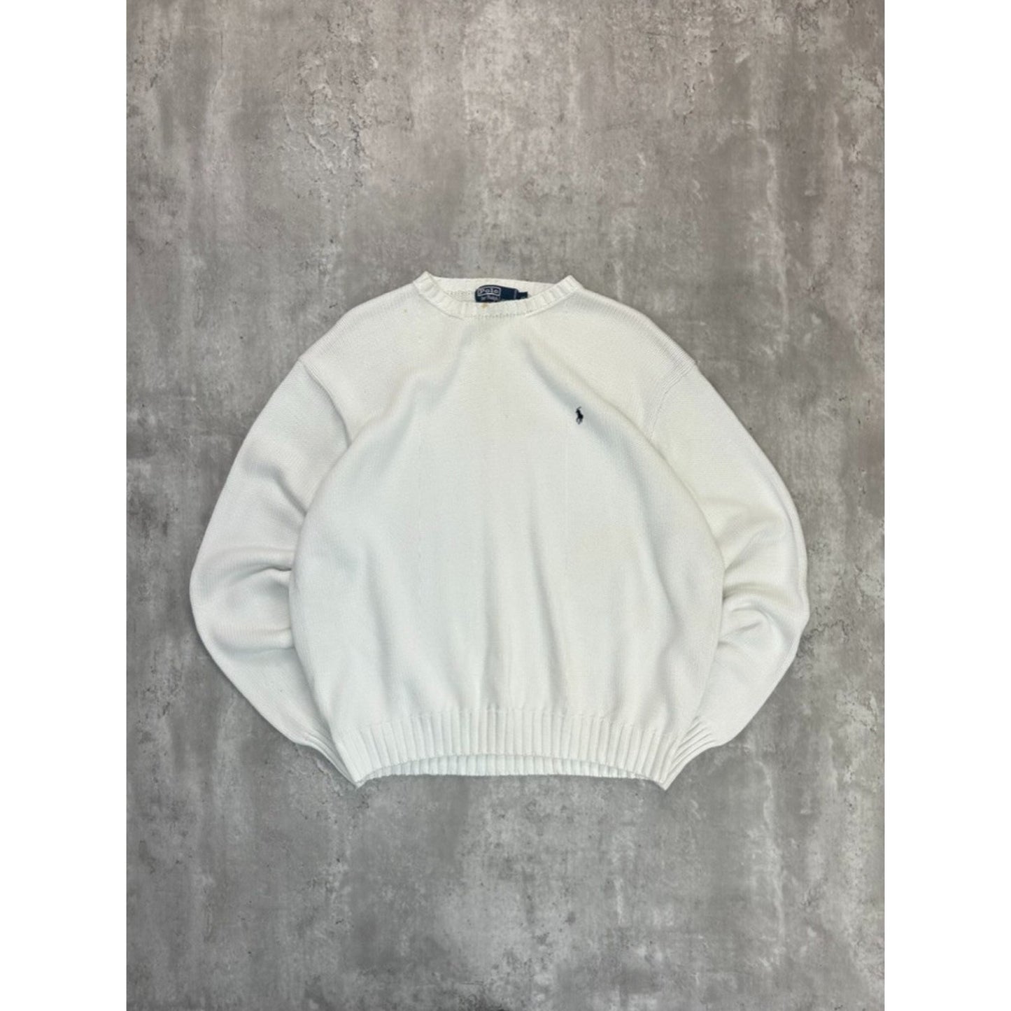 Vintage Polo Ralph Lauren Embroidered Pony Knit Sweater Size XL White