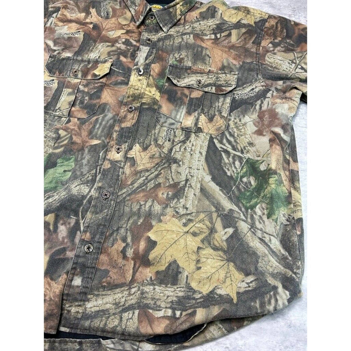 Vintage Cabelas Advantage Timber Camo Lined Hunting Button Up Shirt Size XL