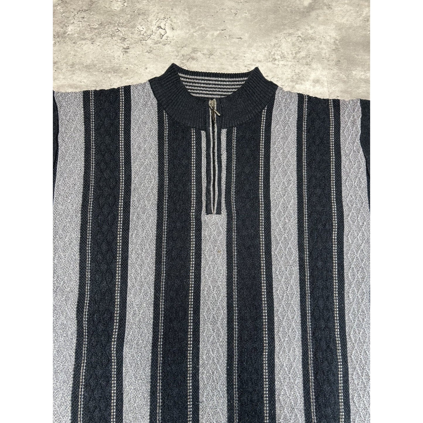 Vintage 90s Sergio Louis Italy Striped 1/4 Zip Knit Sweater Size Large