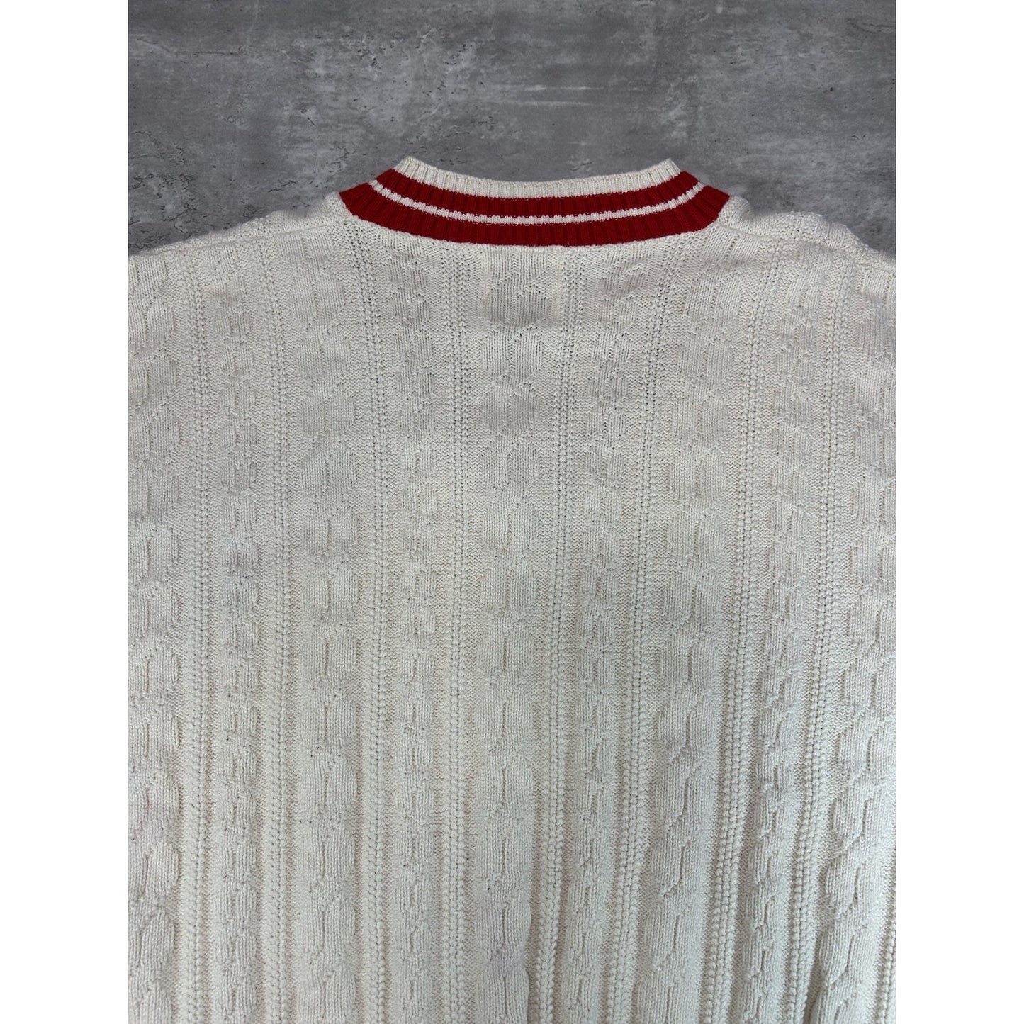 Vintage 90s MLB Player Alumni Embroidered Cable Knit V-Neck Sweater Size Large