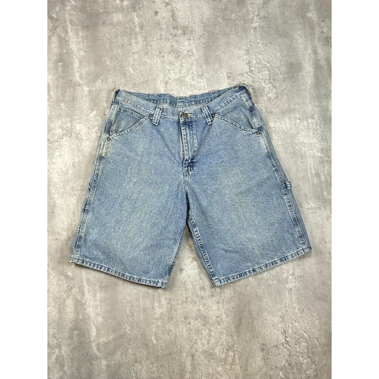 Vintage Wrangler Jeans Light Wash Denim Workwear Carpenter Shorts Size 35 Blue