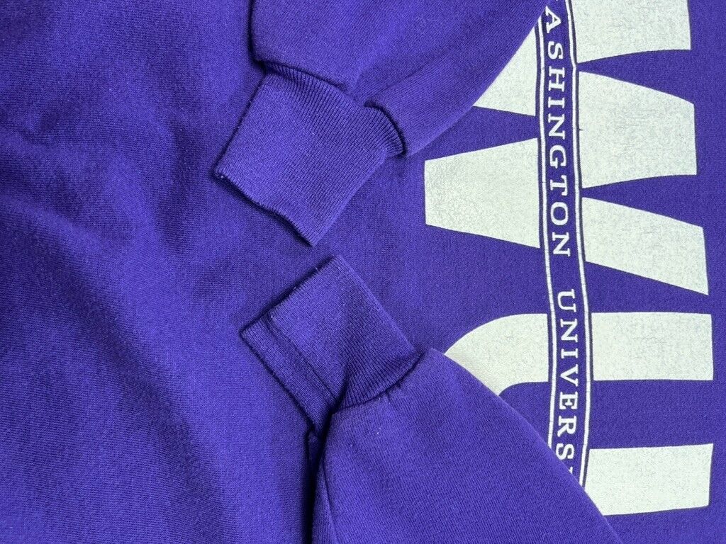 Vintage 90s Washington Huskies NCAA Spellout Graphic Sweatshirt Sz Large Purple