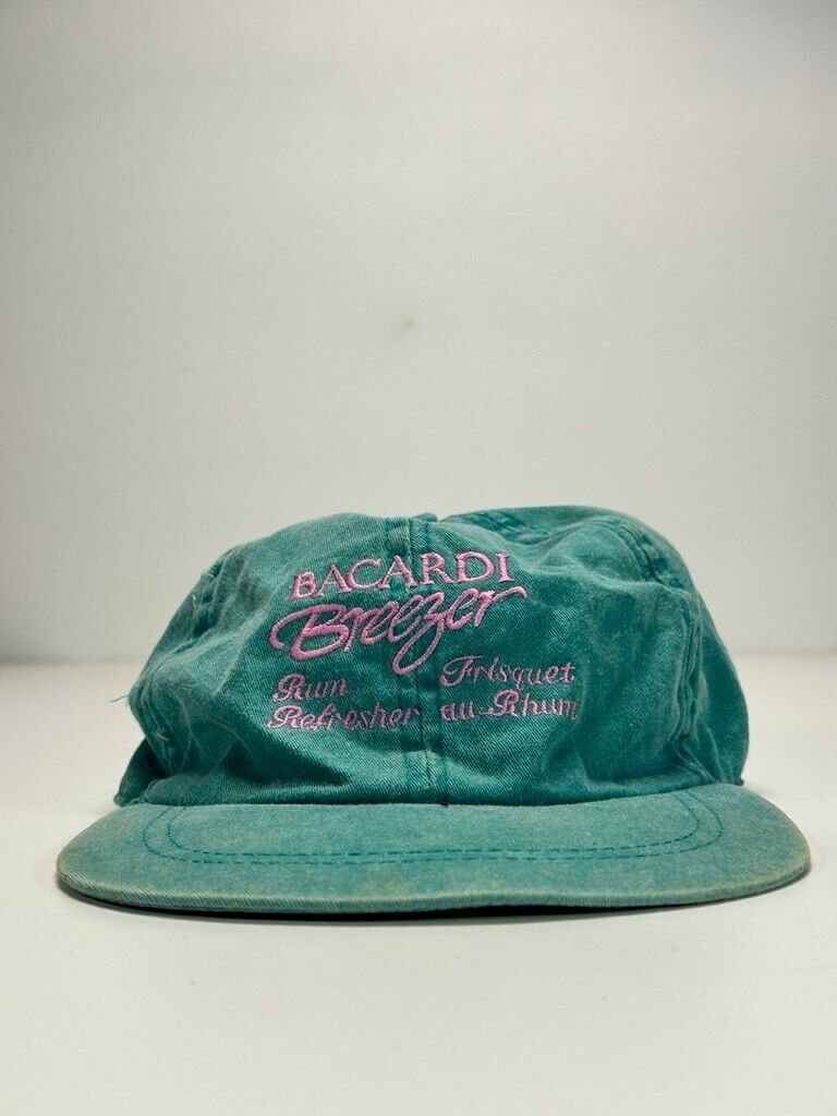 Vintage Bacardi Breezer Embroidered Spell Out Strapback Hat OSFA Blue