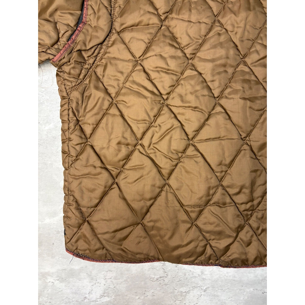 Vintage 1950s Brown Quilted Thermal Lined Full Zip Jacket Size Small