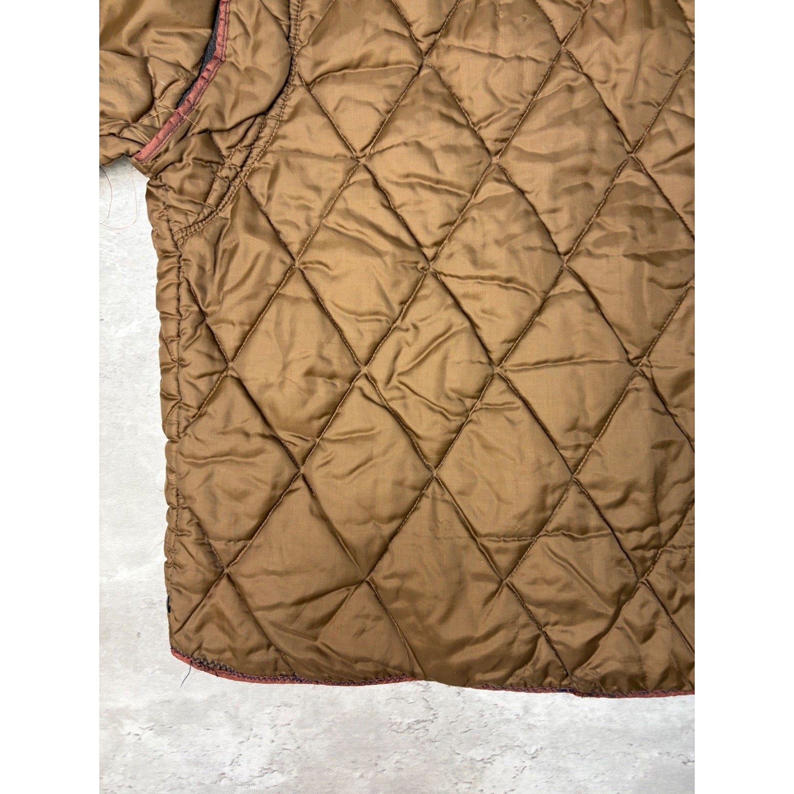 Vintage 1950s Brown Quilted Thermal Lined Full Zip Jacket Size Small
