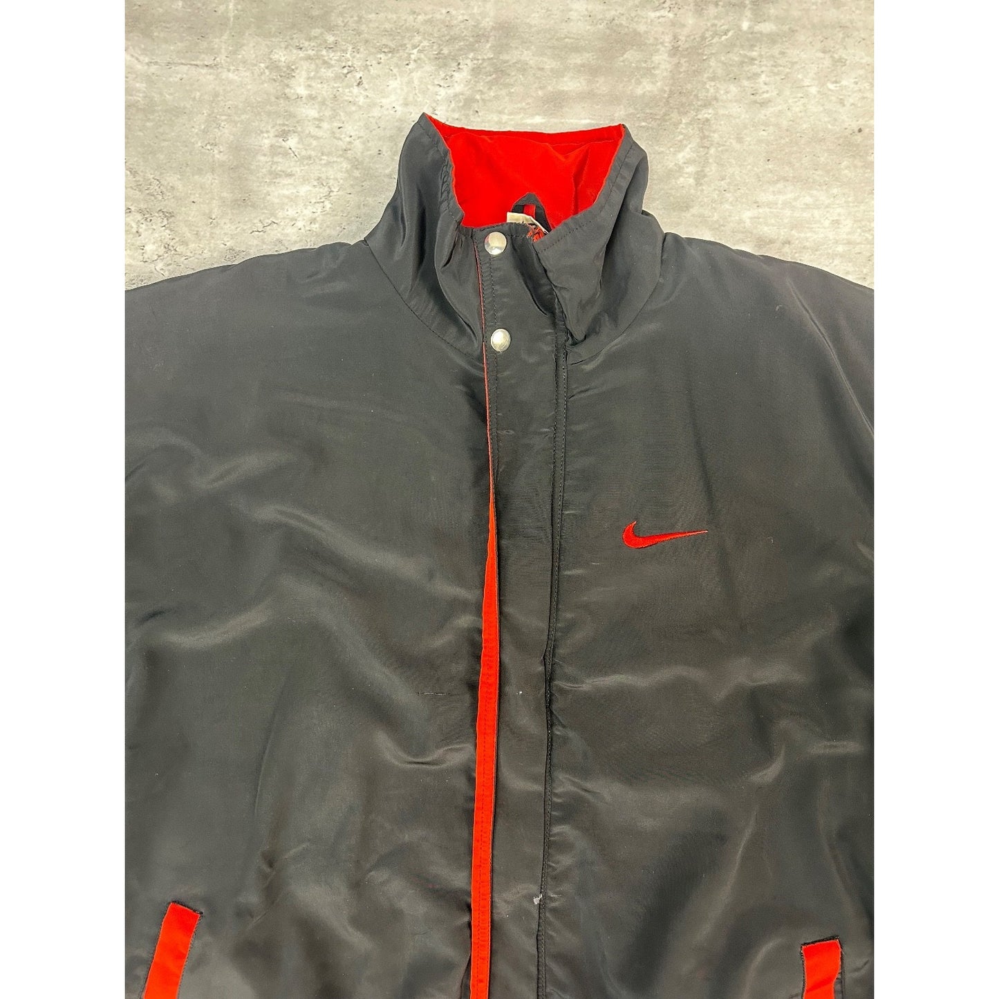 Vintage 90s Nike Embroidered Swoosh Two Tone Nylon Full Zip Jacket Size XL