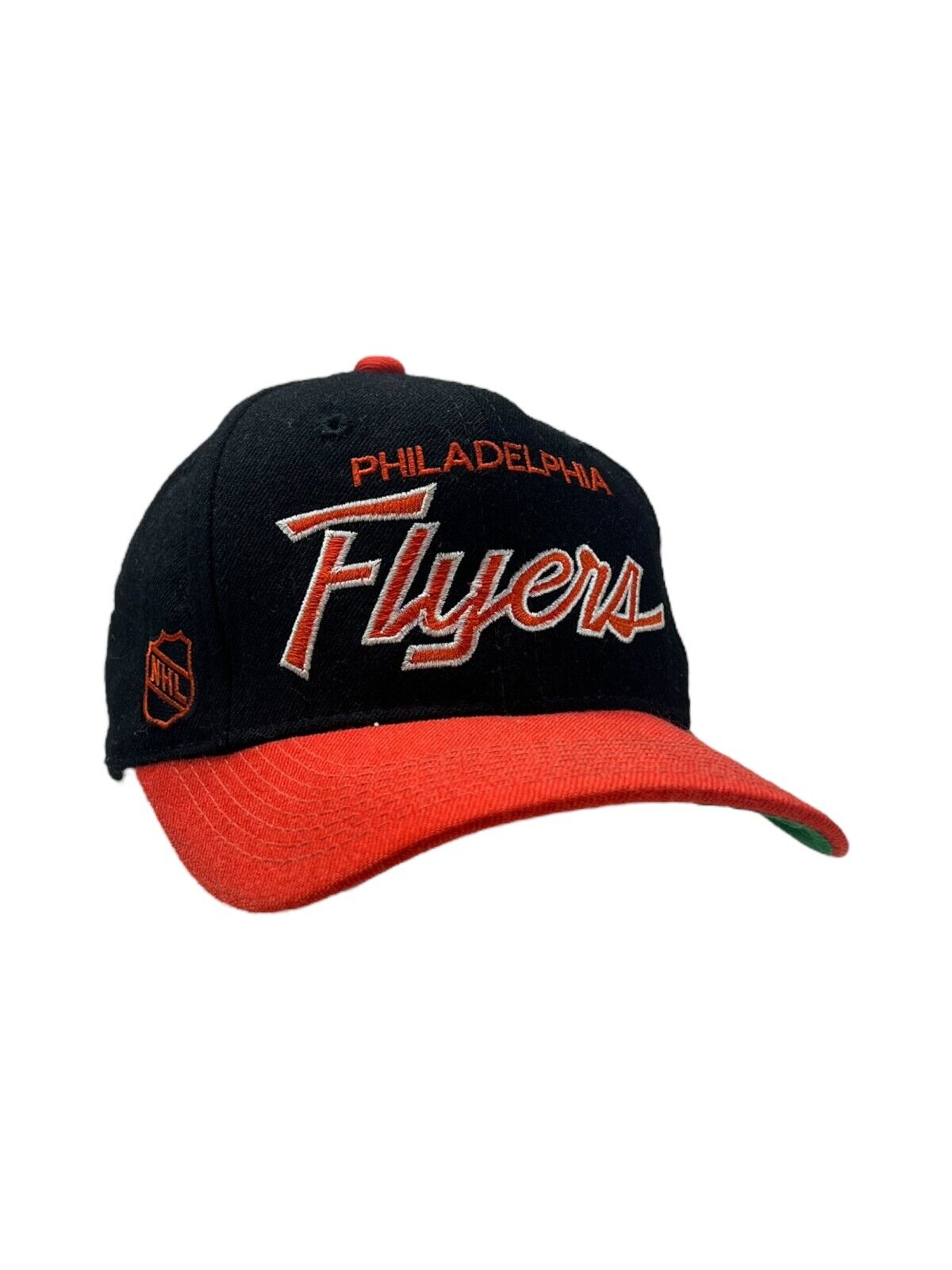 Vintage 90s Philadelphia Flyers Sports Specialties Wool Script Snapback OSFA